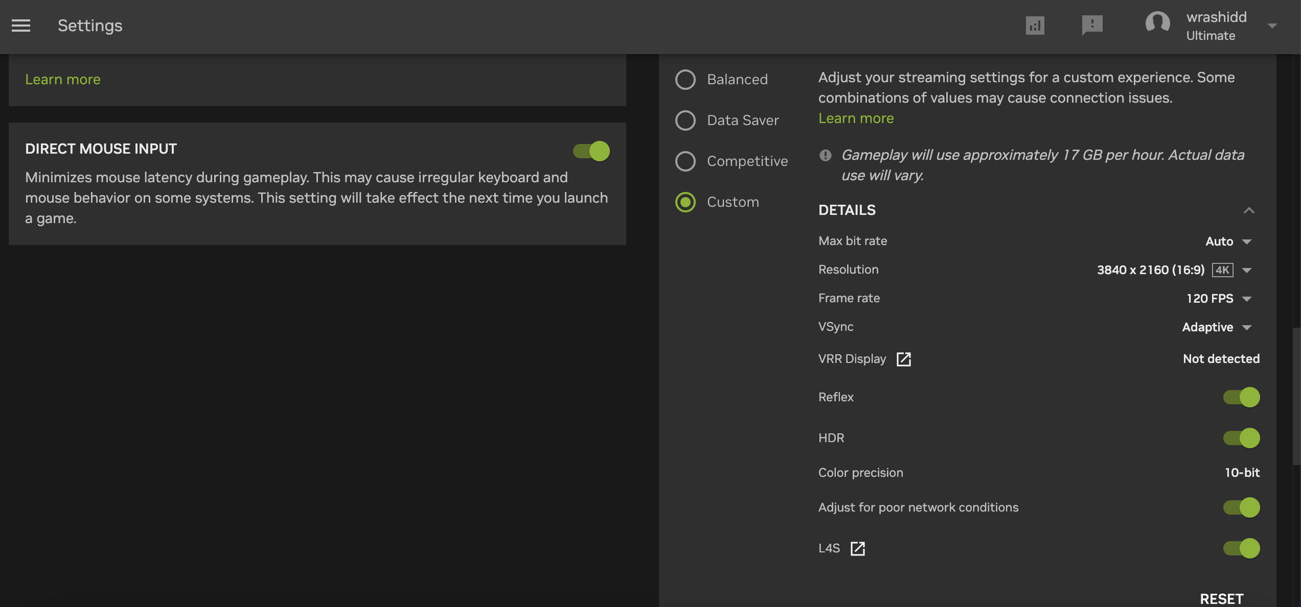 GeForce Now settings on Mac Mini M2 Pro